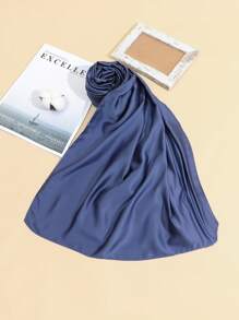 Elegant 1pc Women's Solid Color Matte Satin Scarf, All Seasons Fashionable Sunscreen Warm Shawl For Daily Commute Or Street Wear With Head Wrap - Multicolor - View 14