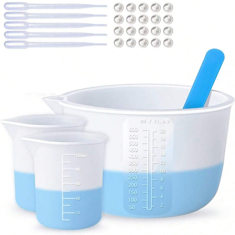 DIY Resin Mixing Kit Including Silicone Resin Measuring Cup, Mixing Cup, Silicone Mixing Stick, Epoxy Resin, Mold, Jewelry Making, Waxing, Easy To Clean