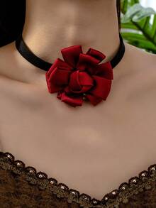 1件女士網狀花瓣編織項鍊，適合日常穿搭 - 花形項鍊 - 查看 6