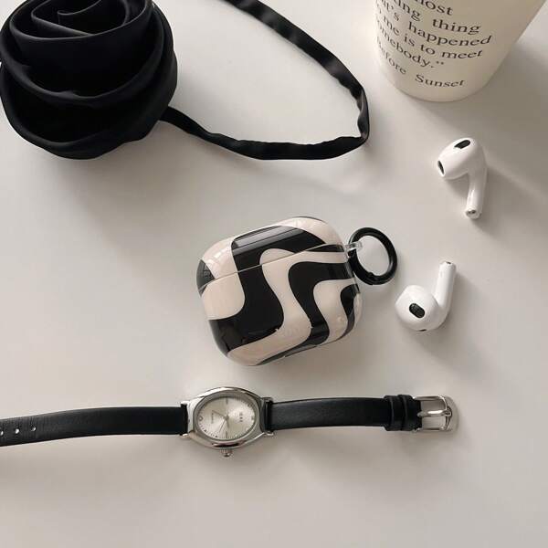 Zebra Print Simple Style Earphone Case Compatible With Apple Pro 3/Pro 2/Pro/ 3/2/4, Protective Film On Surface, Please Peel Off Before Use