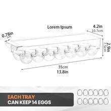 1pc Refrigerator Egg Storage Box, Plastic Egg Container, Fridge Egg Organizer, Transparent Fridge Storage Box With Lid, Stackable Tray, Holds 14 Eggs, Home Decor, Christmas Gift, Home Gift, Room Decor, Outdoor Camping, Reusable Kitchen Organizer - Transparent - View 6