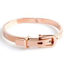 1入304不鏽鋼男女用皮帶扣手鐲，4種顏色可選 - 蛋形手鐲 - 查看 8