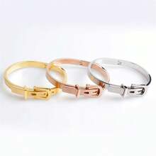 1入304不鏽鋼男女用皮帶扣手鐲，4種顏色可選 - 蛋形手鐲 - 查看 7