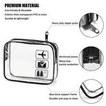 1入組大中小不同尺寸藍色化妝品防水透明化妝袋-透明化妝袋適用於女男士，夸父特大小旅行袋，隨身攜帶機場合規袋，快遞必備 - 黑色 - 查看 5