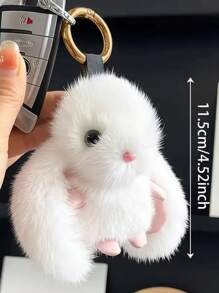 1 件兔子毛绒玩偶玩具蓬松可爱兔子仿貂装饰钥匙扣包包吊坠配件生日礼物、家居装饰、兔子用品 - 彩色 - 查看 9