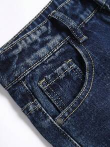 Teen Boy Fashionable Distressed Non-Stretch Denim Jeans - Medium Wash - View 3