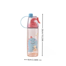 1只卡通夏季噴霧水瓶，輕巧便攜夏季水瓶，適用於戶外騎行、徒步旅行和奔跑，600毫升/20盎司 - 玫紅色 - 查看 6