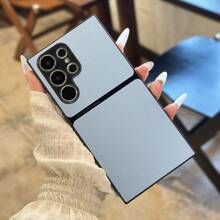 A55 Magnetic Adsorption Full Coverage A35 Lychee Texture Leather Pattern S23FE Phone Case Compatible With Samsung S24Ultra - Blue - View 1