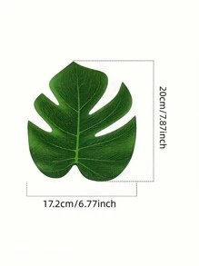 10pcs Artificial Palm Leaves Turtleback Leaf Jungle Beach Party Theme Flower Arrangement Accessories Cup Mat Party Decorations, Saudi National Day,Christmas - Green - View 7