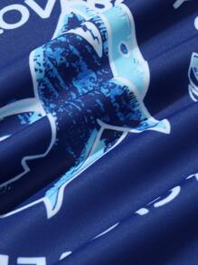 2pcs Kids Polyester Fabric Boys Sporty Split Swimsuit Set - Blue - View 4