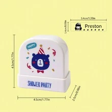 1 件定制服装姓名印章，儿童返校用品，个性化服装印章，DIY 定制卡通自印姓名印章，适合学校学生个性化文具礼物，防水服装印章 - 白色-(熊) - 查看 5