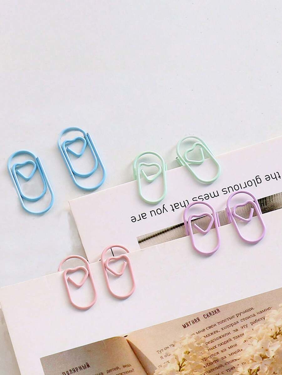 50 个随机创意迷你心形和不对称形状彩色金属回形针 返校,返校,学校用品 - 彩色 - 查看 1