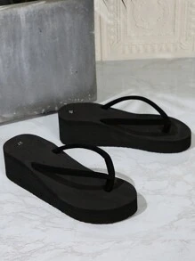 Sandalias de verano para mujer con plataforma de tacón grueso y cuña, zapatillas de playa con suela antideslizante, perfectas para bodas en la playa y actividades al aire libre