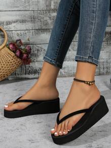 Sandalias de verano para mujer con plataforma de tacón grueso y cuña, zapatillas de playa con suela antideslizante, perfectas para bodas en la playa y actividades al aire libre