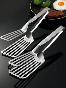 1入組多功能不銹鋼夾子，適用於自助餐、燒烤、麵包、牛排、沙拉和甜點 - 讓食物準備和展示更容易的廚房工具 - 銀色 - 查看 4