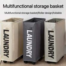 1PC带轮脏布篮家用牛津布洗衣篮收纳布脏布篮瑜伽垫收纳篮多功能防水收纳篮 - 彩色 - 查看 3