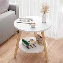 Bàn tròn nhỏ hai lớp 1 chiếc, bàn bên lắp ráp dễ dàng cho phòng khách, ghế sofa, phòng ngủ và ban công, bàn đầu giường phong cách Bắc Âu, bàn cà phê mini - Nhiều màu - Xem 2