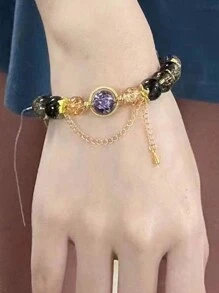 Andkiss 1pc Beaded Glass Bracelet Suitable For Women's Daily Wear In Spring And Summer - Multicolor - View 3