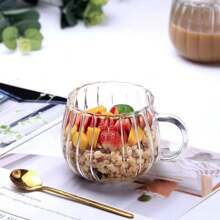 1/2/4/6 pièces - Tasse en verre rayée de 400 ml avec anse - Résistante à la chaleur, compatible micro-ondes, tasse en verre rayée transparente en forme de citrouille pour le café, le jus, les boissons froides, rentrée scolaire