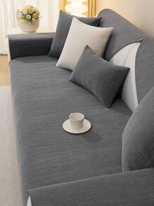 1pc All Seasons Universal Modern Simple Non-Slip Sofa Cushion Cover For Sofa Protection Against Dust & Dirt, Machine Washable - Dark Grey - View 3