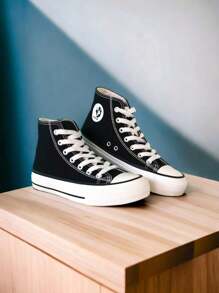 Tenis zapatillas para mujer fashion bota lona resistente - Negro - Ver 3