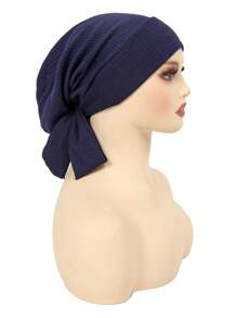 1 pièce Turban musulman avec longue queue et motif de vague de bandeau, bonnet de chimiothérapie pour femmes