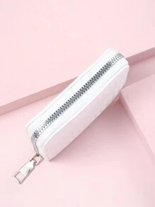 Glossy Minimalist Zipper Card Holder, Suitable For Daily Use - White - View 4