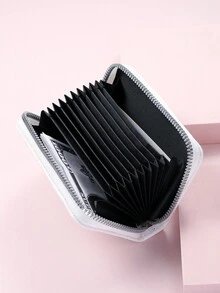 Glossy Minimalist Zipper Card Holder, Suitable For Daily Use - White - View 6