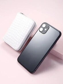 Glossy Minimalist Zipper Card Holder, Suitable For Daily Use - White - View 5