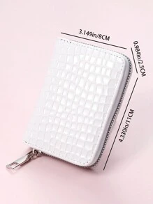 Glossy Minimalist Zipper Card Holder, Suitable For Daily Use - White - View 7