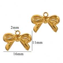 5 Pcs Stainless Steel French Gold Plated Bow Waterproof Gold Plated Charm DIY Necklace Bracelets Jewelry Making Accessories
