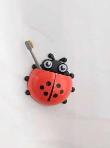 1入2024年新款可愛牙刷架，可黏貼吸盤卡通牙刷架，甲蟲牙膏牙刷架，盥洗台用具收納，浴室收納架，有4種顏色可選