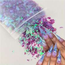 10g/Bag Holographic Nail Glitter Flakes Sparkly 3D Asymmetrical Shiny Sequins Nails Supplies Polish Manicure Nail Art Decorations DIY Nail Charms Nail Gems