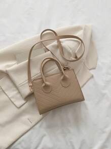 Fashionable Simple Portable Crossbody Bag With Pom-Pom Pendant - Khaki - View 2