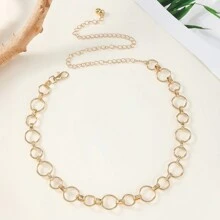 Cadena de cintura geométrica de metal circular para mujer, para verano, escuela, otoño, Halloween