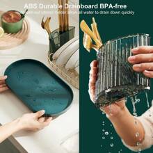 Dụng cụ thoát nước bát đĩa nhỏ cho bồn rửa bên trong, Giá phơi bát đĩa mini trong bồn rửa có cống thoát nước cho quầy bếp - Màu xanh lá cây đậm - Xem 6