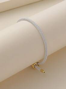 1 pieza Pulsera de la PU de estilo universitario de unicolor para mujeres, con hebilla metálica y cadena ajustable, pulsera básica de bricolaje