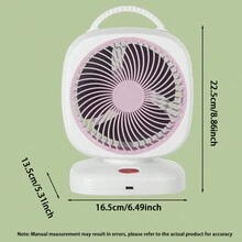 1pc 2000mAh USB Rechargeable Air Circulating Fan With Long Battery Life, Portable Handheld Desktop Fan - Pink - View 5