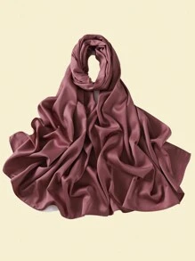 Elegant 1pc Women's Solid Color Matte Satin Scarf, All Seasons Fashionable Sunscreen Warm Shawl For Daily Commute Or Street Wear With Head Wrap - Multicolor - View 23