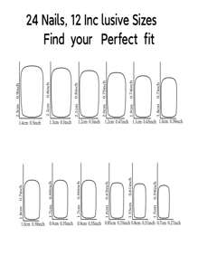 24pcs White French Style Half Covered Rhinestone Square Shape False Nail Stickers + Jelly Glue + Nail File Press On Nails Nail Supplies