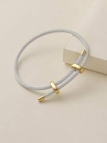 1 pieza Pulsera de la PU de estilo universitario de unicolor para mujeres, con hebilla metálica y cadena ajustable, pulsera básica de bricolaje