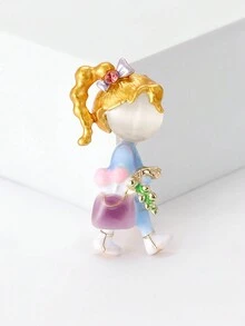 1入時尚手袋造型胸針，適合女性日常穿搭 - 拎包小女孩 - 查看 1