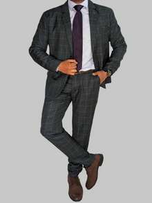 TRAJE CUADROS - Gris Oscuro - Ver 2