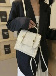Ba lô phong cách đại học cổ điển dành cho nữ, mới 2024 Đeo vai/Đeo chéo/Túi xách mùa hè Túi cá nhân thông thường - trắng - Xem 2