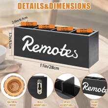 1pc Wood Remote Control Holder, TV Remote Control Organizer For Table, Wood Desk Organizers With 4 Compartments, Farmhouse Remote Storage Desk Organizer Office Supplies Desk Accessories Holder