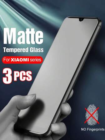 3入組霧面防指紋全覆蓋鋼化玻璃螢幕保護貼，適用於小米紅米Note Poco