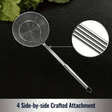 Cucharón colador de araña de acero inoxidable sólido 304, para cocinar y freír, utensilio de cocina, cuchara de filtro de alambre para fideos - Plateado - Ver 6