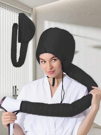 1pc Silver & Black Hair Styling Hat With Heating Function For Hair Dyeing, Perming, Oil Treatment & Drying, Portable Home Hairdressing Tool