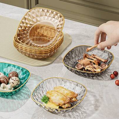 1pc/4pcs/6pcs Luxurious Transparent Dining Plate, Tableware, Bone Dish, Fruit & Candy Tray For Home Use,Kitchen,Christmas Gift