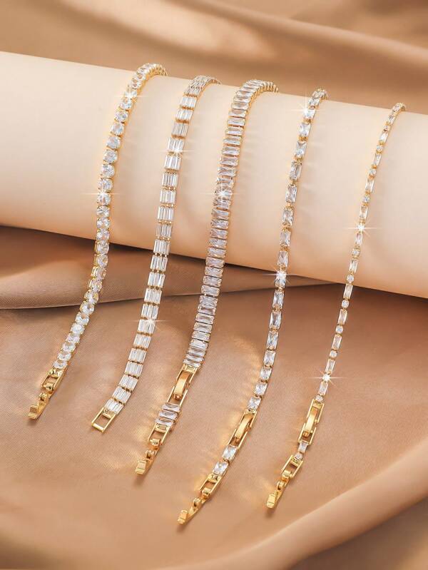 Hihho 1pc Super Flashing Women's Zirconia Tennis Bracelet - Versatile, High-End INS Style, Fashionable Personalized Bracelet For Women's Festivals And Parties